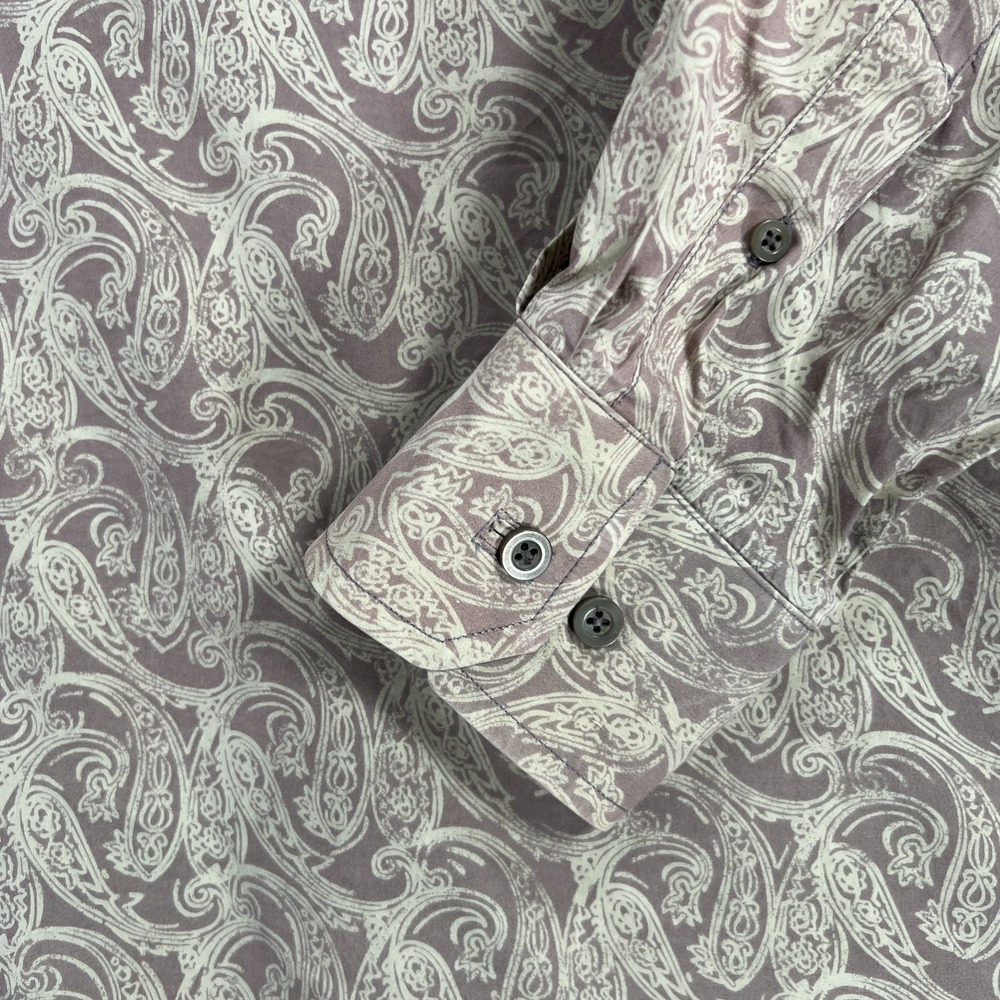Tommy Bahama Island Soft Shirt Mens Large Purple Beige Paisley Button Up Casual - Picture 7 of 14
